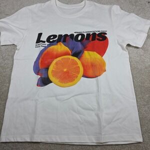 Harajuku Vintage T-Shirt‎ Womens Size M White Orange Print Short Sleeve NWOT